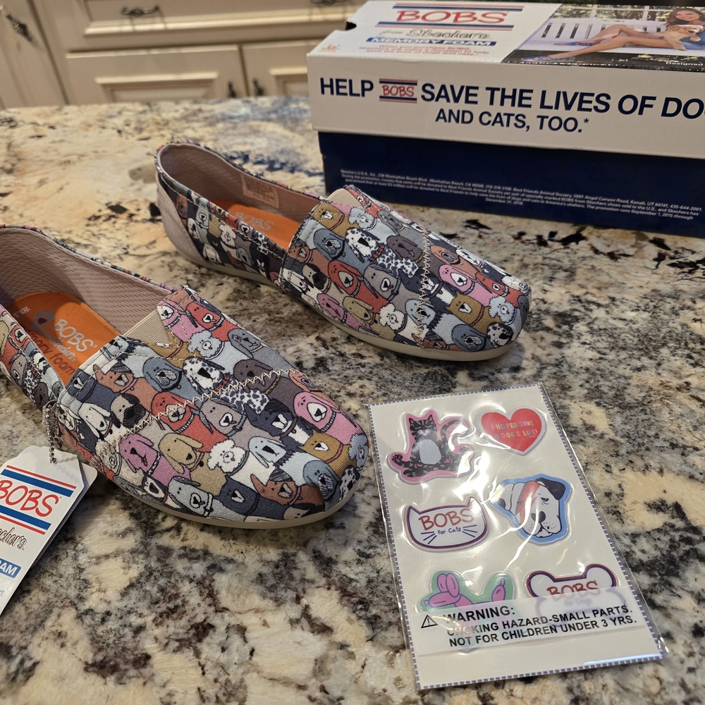 Skechers Kids' Dog Print Slip-On Shoes - Multi-Color - Picture 3 of 7